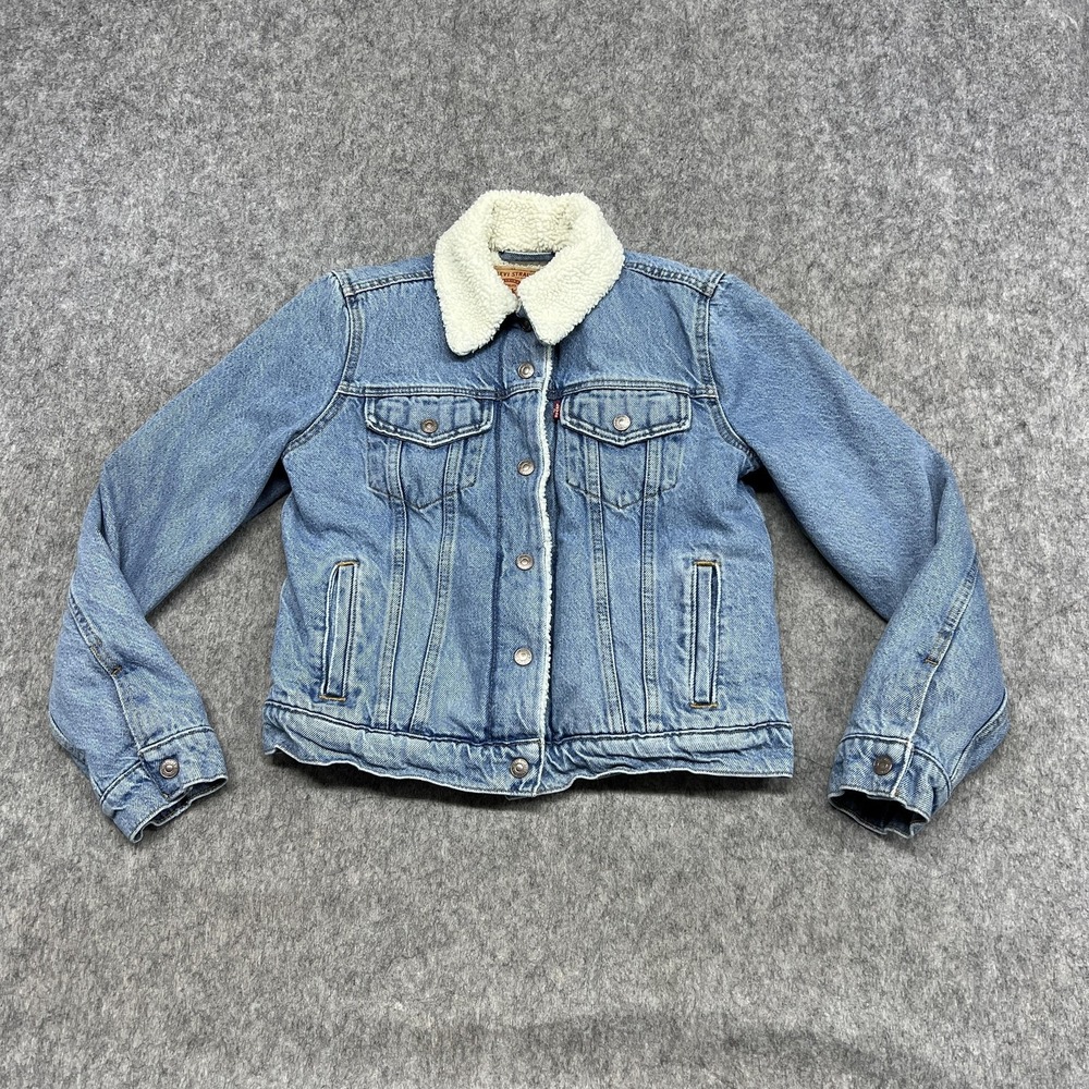 Levi's Light Blue Denim Jacket with Cream Sherpa Collar